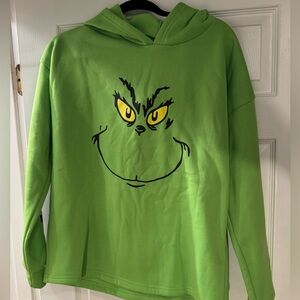 Green Grinch Face Hoodie Top